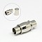 Tarnish Resistant 304 Stainless Steel Magnetic Clasps with Glue-in Ends, Column with Barrel, 17x7mm, Hole: 4mm