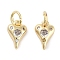 Brass Micro Pave Cubic Zirconia Charms, Cadmium Free & Nickel Free & Lead Free, with Jump Ring, Heart, Real 18K Gold Plated, Clear, 10x6.5x2.5mm, Hole: 3mm