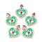 Brass Micro Pave Cubic Zirconia Pendants, with Enamel, Long-Lasting Plated, Heart with Eye, Real 18K Gold Plated, 27x20.5x4.5mm, Hole: 7x1mm