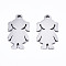 Non-Tarnish 201 Stainless Steel Pendants, Laser Cut, Silhouette Little Girl, Stainless Steel Color, 15.5x8x1mm, Hole: 1.4mm