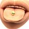 Luminous Alien 304 Stainless Steel with Resin Tongue Rings, Stainless Steel Color, Green Yellow, 12mm