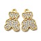 Brass Micro Pave Cubic Zirconia Pendants, Bear, Real 18K Gold Plated, 13.5x9x1.5mm, Hole: 1.2mm