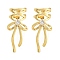 Brass Micro Pave Clear Cubic Zirconia Bowknot Cuff Earrings, Real 18K Gold Plated, 40x18.5mm
