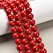Natural Dyed Mashan Jade Gemstone Bead Strands, Round, Red, 10mm, Hole: 1mm, about 40pcs/strand, 15.7 inch