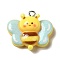 Bee Theme Opaque Resin Pendants, with Platinum Tone Iron Loops, Light Blue, Bees, 22x24.5x8.5mm, Hole: 1.8mm