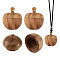 Wood Apple Box Jewelry Pendants, Apple Charm, with Screw Cap, for Diffuser, Wheat, 24.5x21.5mm, Hole: 1.6mm, Inner Diameter: 15mm