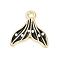 Alloy Enamel Pendants, Fishtail Charm, Golden, Black, 15x14.5x2mm, Hole: 1.5mm