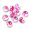 Printed Natural Freshwater Shell Beads, Yin Yang Flat Round Beads, Deep Pink, 8x2.5~3mm, Hole: 0.8mm