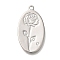 Mother's Day Brass Micro Pave Cubic Zirconia Pendants, Cadmium Free & Nickel Free & Lead Free, Birthday Flower Charms, January Carnation, 26x14x1mm, Hole: 1.2mm