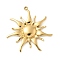 304 Stainless Steel Pendants, Sun Charm, Golden, 34x32.5x3mm, Hole: 1.5mm