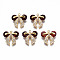Brass Micro Pave Cubic Zirconia Pendants, Nickel Free, Real 18K Gold Plated, Bowknot, Brown, 15x16x5mm, Hole: 1mm