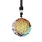 Orgonite Chakra Natural & Synthetic Mixed Stone Pendant Necklaces, Nylon Thread Necklace for Women, Flat Round, Flower, 25.59 inch(65cm)