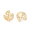 Brass Bead Caps, Cadmium Free & Nickel Free & Lead Free, Hollow Out 4-Petal Flower, Real 18K Gold Plated, 8x12x12mm, Hole: 2mm