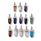 Natural & Synthetic Mixed Gemstone Big Pointed Pendants, 7 Chakra Faceted Bullet Charms, with Platinum Plated Brass Findings and Colorful Rhinestone, Cadmium Free & Lead Free, Mixed Dyed and Undyed, 55x22.5x16mm, Hole: 8x5mm