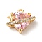 Brass Cubic Zirconia Charms, Cadmium Free & Nickel Free & Lead Free, Real 18K Gold Plated, Heart with Star Charm, Pearl Pink, 11x12x7.5mm, Hole: 1.5mm