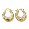 Rack Plating Brass Micro Pave Clear Cubic Zirconia Earrings, Long-Lasting Plated, Real 18K Gold Plated, 16x2mm