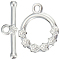 Beebeecraft 1 Box 10 Sets Toggle Clasp Sterling Silver Plated Flower OT Toggle Buckle Closure Connector Set for Necklace Bracelet DIY Jewellery Making