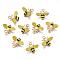 Alloy Enamel Pendants, with ABS Imitation Pearl Plastic Beads, Light Gold, Bee, Yellow, 15x17.5x6mm, Hole: 2mm