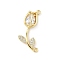 Brass Micro Pave Clear Cubic Zirconia Pendants, Tulip, Lead Free & Cadmium Free, Long-Lasting Plated, Rack Plating, Real 18K Gold Plated, Clear, 27x13.5x6mm, Hole: 1.4~1.5mm 