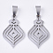 Non-Tarnish 201 Stainless Steel Pendants, Filigree Pendants, with Random Size Snap on Bails, Rhombus, Stainless Steel Color, 30x19x1.5mm, Hole: hole: 8~10x3~5mm