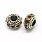 Alloy Rhinestone European Beads, Rondelle Large Hole Beads, Coffee, 11x7mm, Hole: 4.5mm