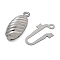 304 Stainless Steel Box Clasps, Oval, Stainless Steel Color, 14.5x21x4.5mm, Hole: 1.2mm