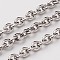 Tarnish Resistant 304 Stainless Steel Cable Chains, with Spool, Unwelded, Stainless Steel Color, 4x3x0.8mm, about 32.8 Feet(10m)/roll