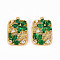 Brass Micro Pave Clear Cubic Zirconia Pendants, with K9 Crystal Glass, Nickel Free, Rectangle with Flower, Real 18K Gold Plated, 21x14x4mm, Hole: 1.2mm