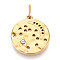 304 Stainless Steel Pendants, with Rhinestone, Ion Plating(IP), Flat Round with Star Moon, with Jump Ring, Crystal, 17.5x15x2mm