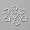 Brass Charms, Long-Lasting Plated, Heart, 925 Sterling Silver Plated, 11.5x10x1mm, Hole: 1.2mm