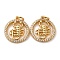 Brass Micro Pave Cubic Zirconia Pendants, Flat Round with Scorpio, Long-Lasting Plated, Cadmium Free & Lead Free, Rack Plating, with Jump Ring, Real 18K Gold Plated, 16.5x15x2.5mm, Hole: 3.5mm