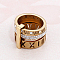 Roman Numerals 304 Stainless Steel & Crystal Rhinestone Finger Rings, Rose Gold, US Size 8(18.1mm)