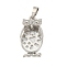 Brass Pendant Cabochon Settings, Animal Series, Platinum, Owl, 28.5x15x7.5mm, Hole: 8mm, tray: 11.5x18mm