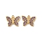 304 Stainless Steel Rhinestone Pendants, Butterfly Charms, Ion Plating(IP), Real 18K Gold Plated, Purple Velvet, 8x10.5x1.5mm, Hole: 0.9mm