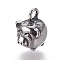 316 Surgical Stainless Steel Charms, Polished, Piggy Findings, Antique Silver, 12x9x10.5mm, Hole: 2mm