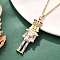 Alloy Enamel Christmas Nutcracker Pendant Necklaces, with Plastic Pearl & Rhinestone, Golden, Pink, 20.87 inch(53cm)