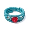 Resin and Synthetic Turquoise Wrap Bracelets Sets, Halloween Bracelets, Skull & Flower, Turquoise, Inner Diameter: 2-1/2 inch(6.4cm)