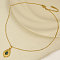 304 Stainless Steel Pave Natural Paua Shell Teardrop Pendant Necklaces, Golden, Pendant: 2.7x1.7cm