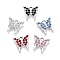 Rack Plating Alloy Pendants, with Rhinestone, Butterfly Charms, Platinum, 12.5x13.5x2.5mm, Hole: 1.8mm
