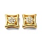 Ion Plating(IP)  304 Stainless Steel Slide Charms, with Rhinestone, Real 18K Gold Plated, Square, 10.5x10.5x5mm, Hole: 6.8x2mm