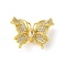 Brass Micro Pave Clear Cubic Zirconia Pendants, Butterfly Charms, Real 18K Gold Plated, 18x26x10mm, Hole: 1.6mm