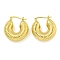 Rack Plating C-Shaped Brass Stud Earrings, Cadmium Free & Lead Free, Real 18K Gold Plated, 31x29.5x9.5mm