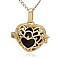 Golden Tone Brass Hollow Heart Cage Pendants, with No Hole Spray Painted Brass Round Beads, Black, 24x26x18mm, Hole: 3x8mm
