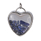 Natural Lapis Lazuli Chips Pendants, with Platinum Tone Brass Glass Findings, Heart, 37x32x18~18.5mm, Hole: 6mm