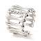 304 Stainless Steel Open Cuff Ring for Women, with Rhinestone, Stainless Steel Color, Adjustable
