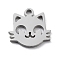 Non-Tarnish 304 Stainless Steel Charms, Stainless Steel Color, Laser Cut, Cat Shape, 10x10x1mm, Hole: 1.2mm.