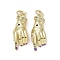 Brass Micro Pave Cubic Zirconia Pendants, Cadmium Free & Nickel Free & Lead Free, with Enamel and Jump Ring, Hand Charms, Purple, 21x8x3.5mm, Hole: 3.4mm