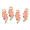Alloy Enamel Pendants, Lightning Bolt, Light Gold, Salmon, 20x7x1.5mm, Hole: 2mm