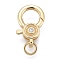 Brass Micro Pave Cubic Zirconia Lobster Claw Clasp, with Jump Rings, Long-Lasting Plated, Clear, Real 18K Gold Plated, 16x10x5mm, Hole: 3mm