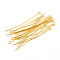 304 Stainless Steel Eye Pins, Golden, 50mm, Hole: 2mm, Pin: 0.6mm